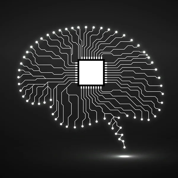 O cérebro de néon. Cpu. Placa de circuito. Antecedentes de tecnologia abstrata. Ilustração vetorial. Eps 10 — Vetor de Stock