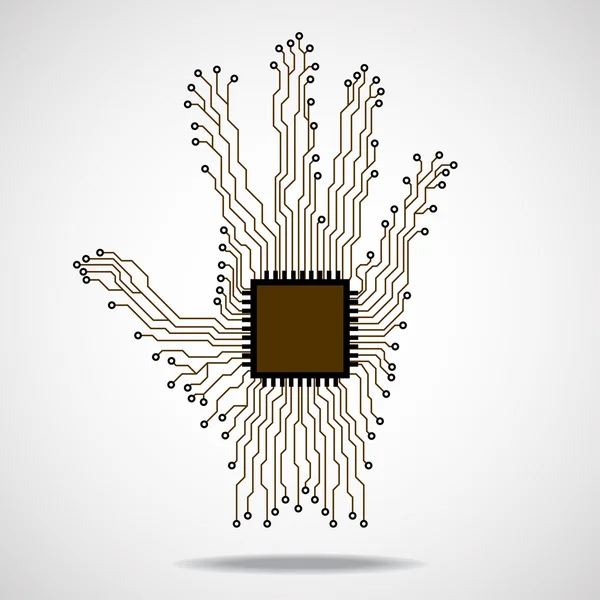 Mâna. Cpu. Circuit board — Vector de stoc