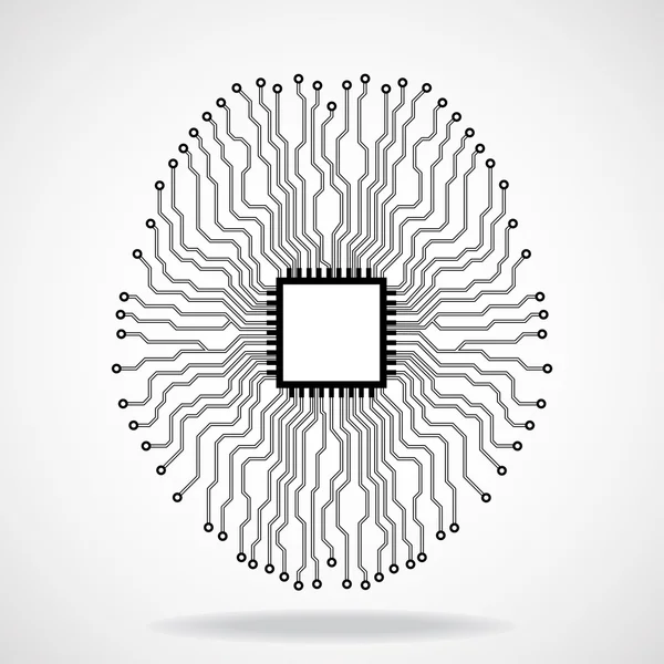 Cerveau. Cpu. Carte de circuit imprimé — Image vectorielle