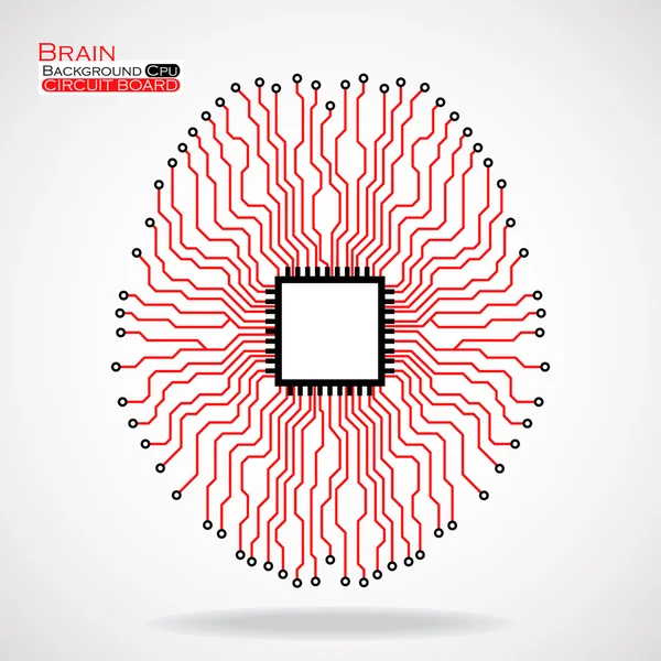 Cervello. Cpu. Scheda di circuito — Vettoriale Stock