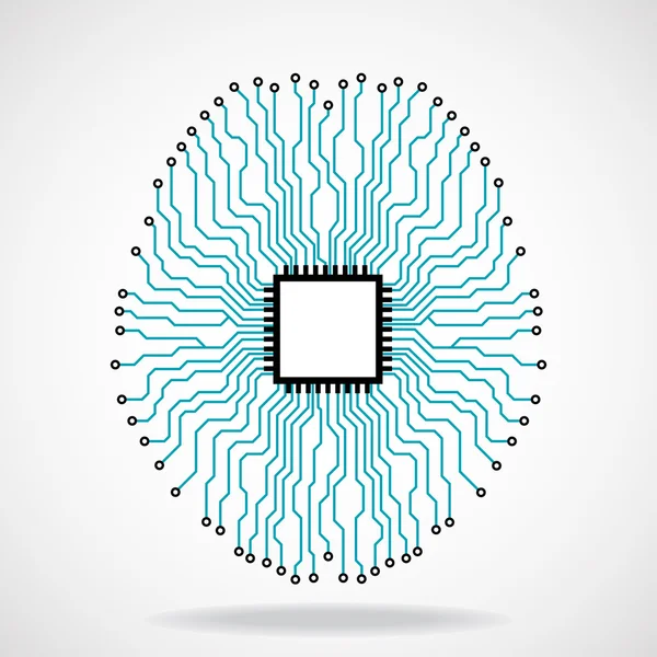 Otak. Cpu. Papan lingkaran - Stok Vektor