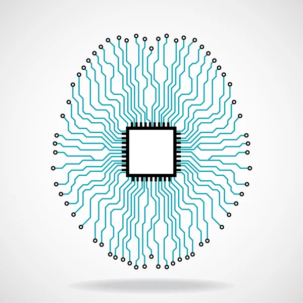 Cerveau. Cpu. Carte de circuit imprimé — Image vectorielle