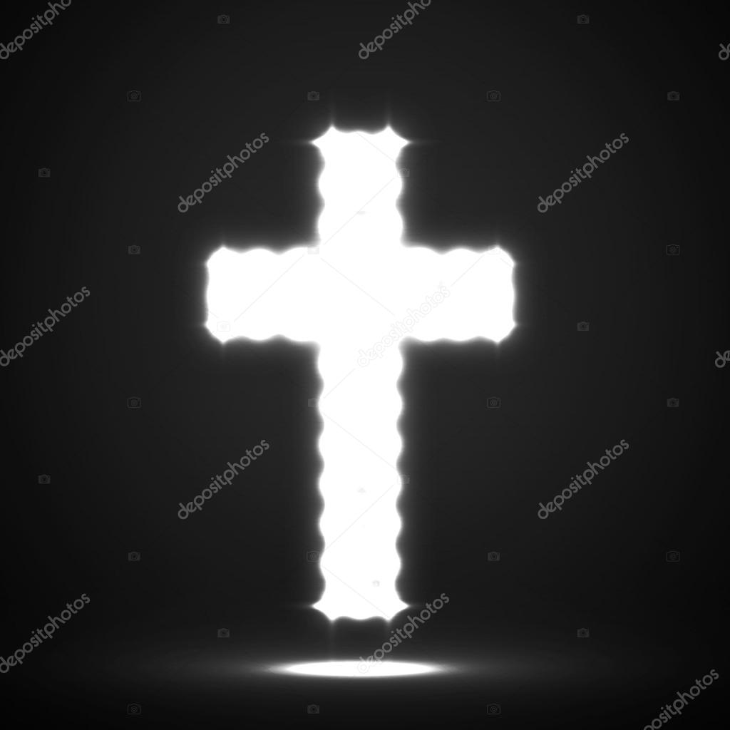 Glowing cross. Christian Symbol