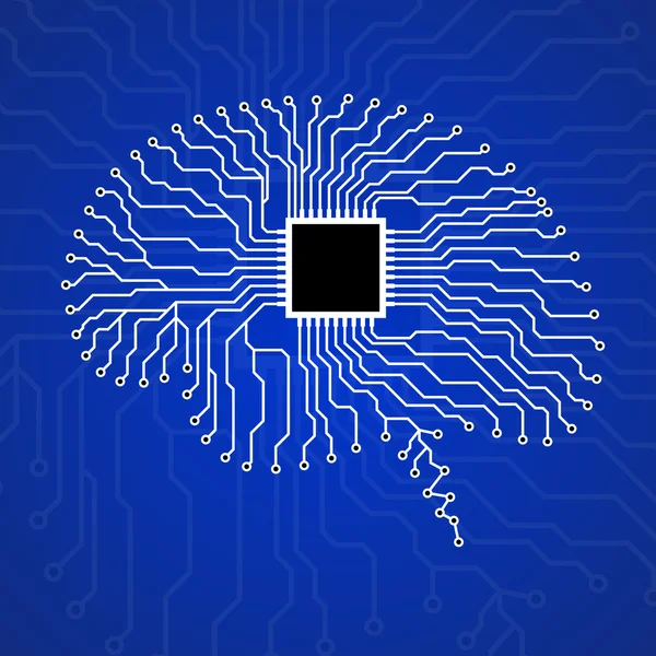 Mózgu. CPU. Obwodu drukowanego — Wektor stockowy