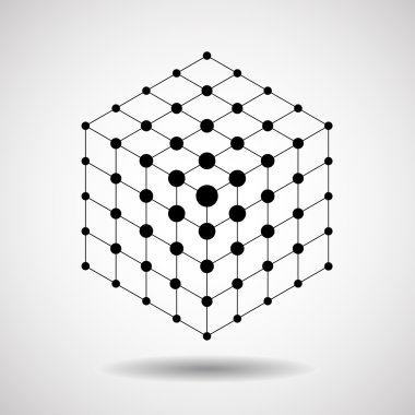 Küp çizgiler ve noktalar, moleküler kafes, geometrik şekil, ağ bağlantısı