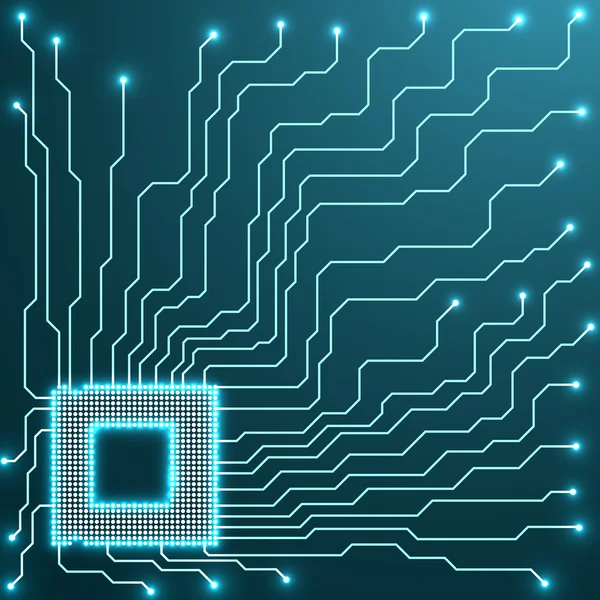 Cpu. Microprocesseur. Micropuce. Carte de circuits imprimés, illustration vectorielle, eps 10 — Image vectorielle
