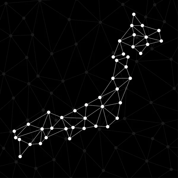 Mapa poligonal abstrato do Japão com pontos e linhas, conexões de rede, ilustração vetorial — Vetor de Stock