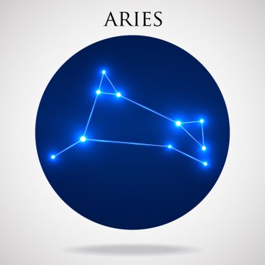 Constellation Koç Zodyak işareti üzerinde izole beyaz arka plan, vektör çizim 
