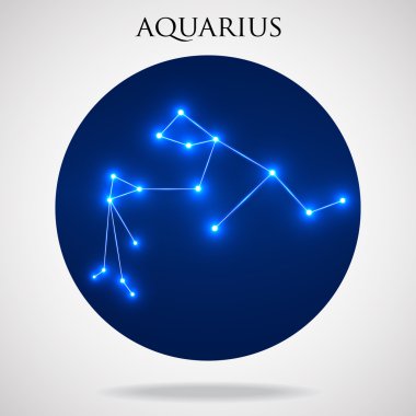 Constellation aquarius zodiac sign isolated on white background, vector illustration clipart