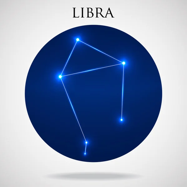 Constellation libra segno zodiacale isolato su sfondo bianco, illustrazione vettoriale — Vettoriale Stock