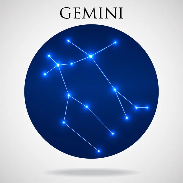 Constelación gemini signo del zodíaco aislado sobre fondo blanco, ilustración vectorial — Archivo Imágenes Vectoriales