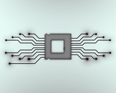 CPU, mikroişlemci, miniyonga, devre kartı, vektör çizim, eps 10
