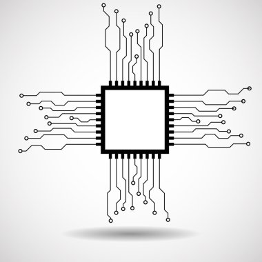 CPU. Mikroişlemci. Mikroçip. Soyut teknoloji sembolü, devre kartı