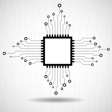 CPU. Mikroişlemci. Mikroçip. Soyut teknoloji sembolü, devre kartı