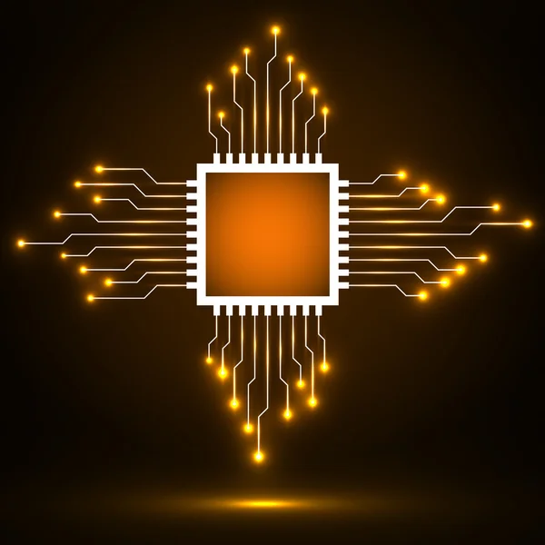 Cpu. Microprocesador. Microchip. Símbolo de tecnología abstracta, placa de circuito — Archivo Imágenes Vectoriales