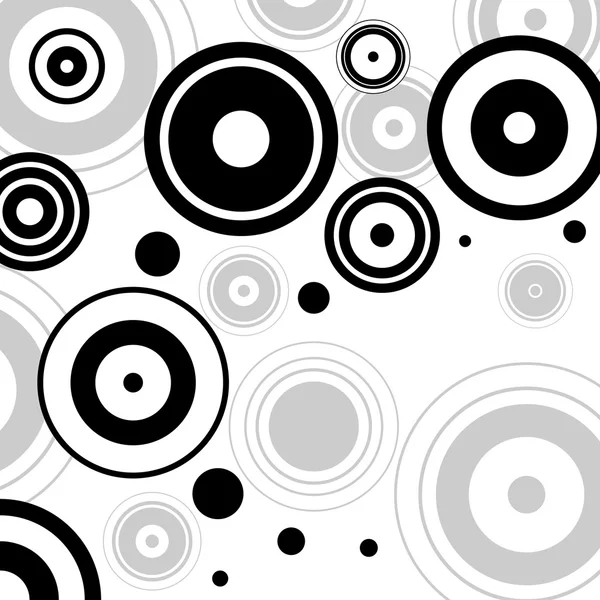 Fond abstrait avec cercles noirs, formes géométriques — Image vectorielle