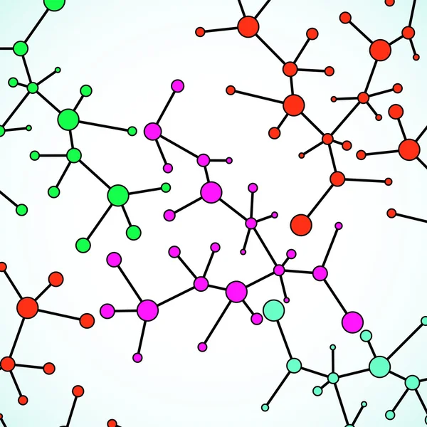 Structure moléculaire. L'ADN. Fond coloré. Les atomes de connexion — Image vectorielle