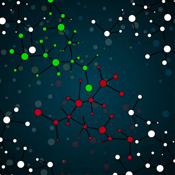 Structure moléculaire. L'ADN. Fond coloré. Les atomes de connexion — Image vectorielle