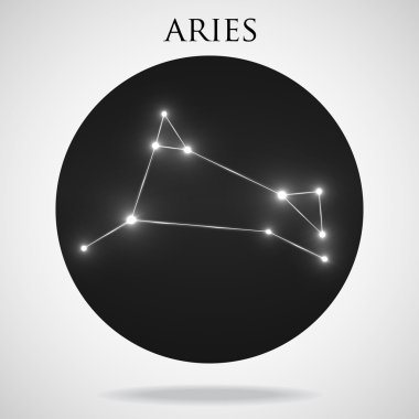 Constellation Koç Zodyak işareti üzerinde izole beyaz arka plan