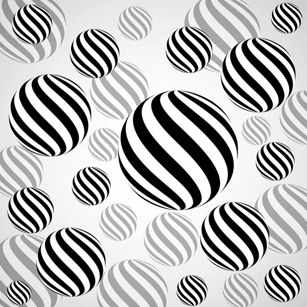 Siyah ve beyaz çizgili üzerinden soyut balonlar — Stok Vektör