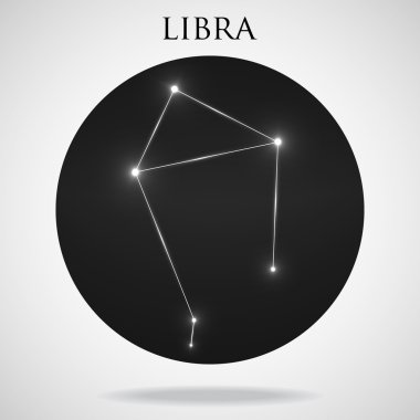 Takımyıldızı Terazi burç işareti üzerinde izole beyaz arka plan