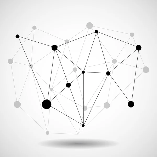 Treillis métallique avec point et ligne, connexion réseau, forme abstraite — Image vectorielle