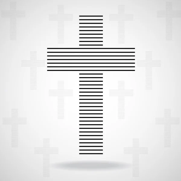 Cross. Symbole chrétien abstrait isolé sur fond blanc, signe religieux — Image vectorielle