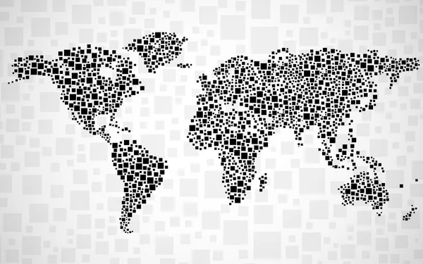 Αφηρημένο κόσμο χάρτη από τετραγωνισμένες, στυλ φόντου — Διανυσματικό Αρχείο