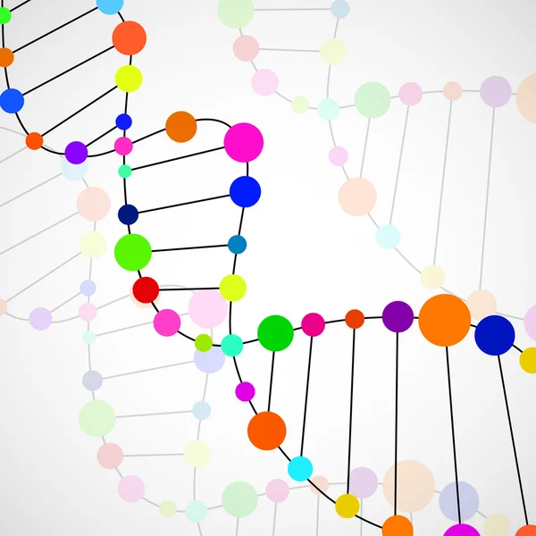 Abstract spiral of DNA, fundo molecular colorido, ilustração vetorial, eps 10 — Vetor de Stock