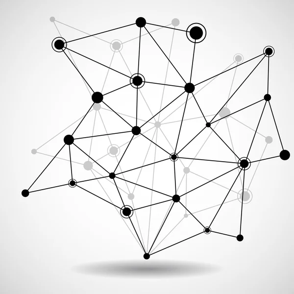Drótváz mesh a pont és a vonal, a hálózati kapcsolat, elvont formában — Stock Vector