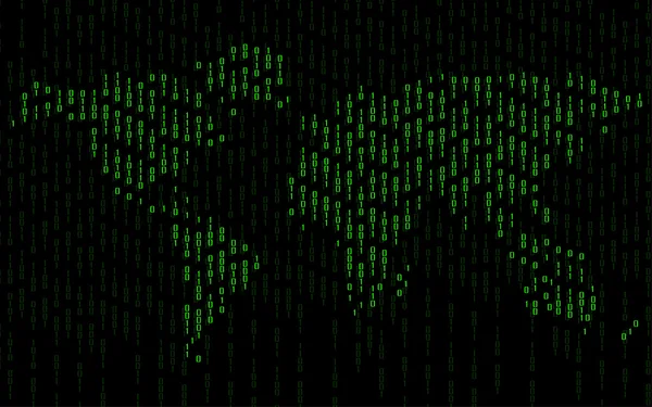 Absztrakt világának megjelenítése bináris számítógépes kódot, technológiai háttér — Stock Vector