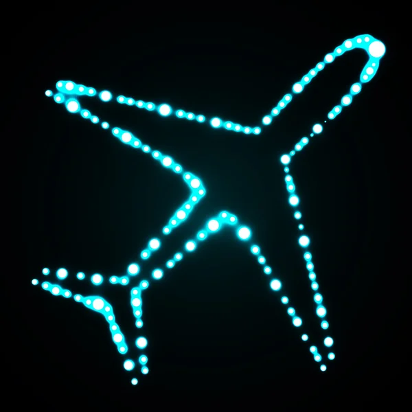 Avião brilhante abstrato com néon. Ilustração vetorial. Eps 10 — Vetor de Stock