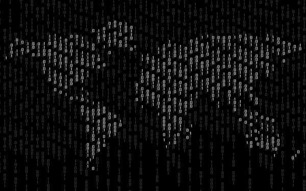 Абстрактна карта світу двійкового комп'ютерного коду, технологія фону — стоковий вектор