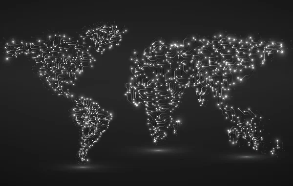 Карта мира. Цепная плата. Технологический фон. Векторная иллюстрация. Eps 10 — стоковый вектор