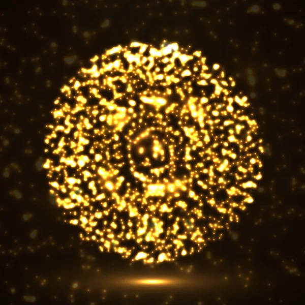 Bola abstracta de partículas brillantes. Bola de tecnología — Vector de stock