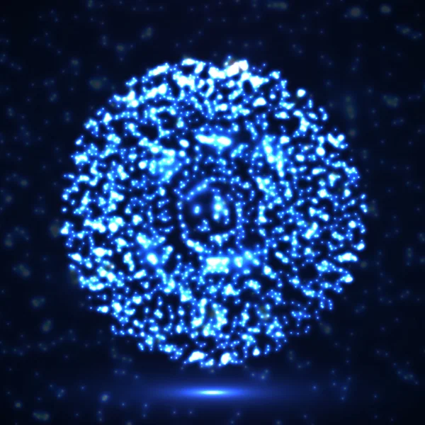 Αφηρημένη μπάλα λαμπερό σωματιδίων. Τεχνολογία μπάλα — Διανυσματικό Αρχείο
