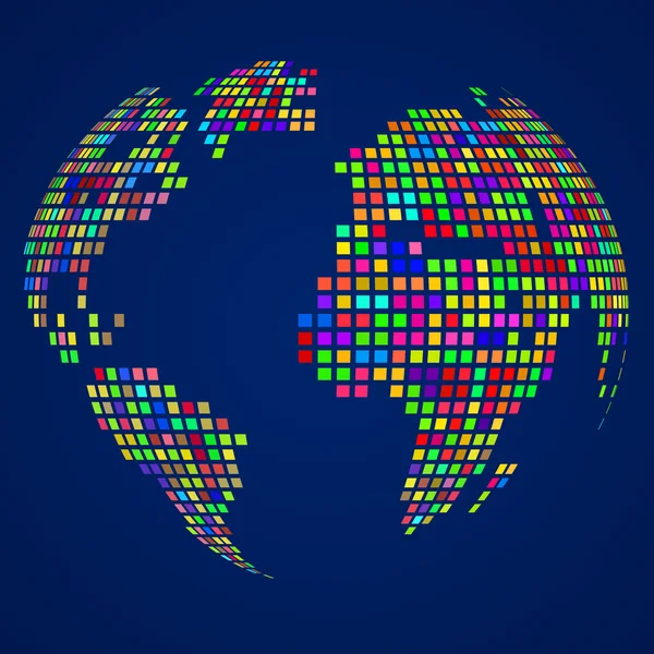Soyut küre Dünya'dan renkli piksel. Vektör çizim. EPS 10 — Stok Vektör