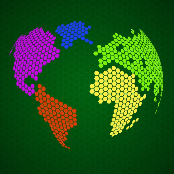 Terre abstraite de globe coloré d'hexagones. Vecteur — Image vectorielle