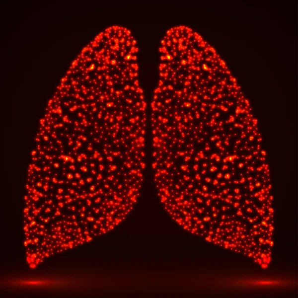 光る粒子の抽象的な人間の肺。ベクトル — ストックベクタ