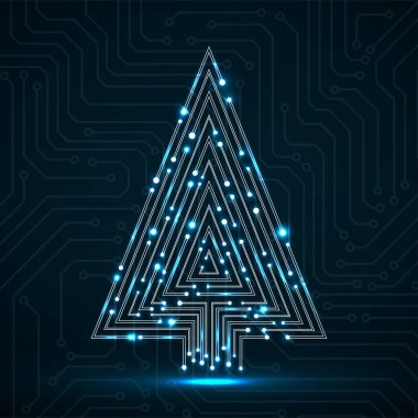 Devre kartından yapılan soyut teknoloji Noel ağacı