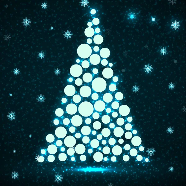 Abstract neon christmas tree with glowing circles — Διανυσματικό Αρχείο