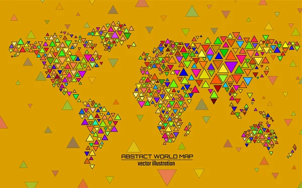 Abstracto mapa del mundo geométrico colorido con triángulos. Fondo triangular — Vector de stock