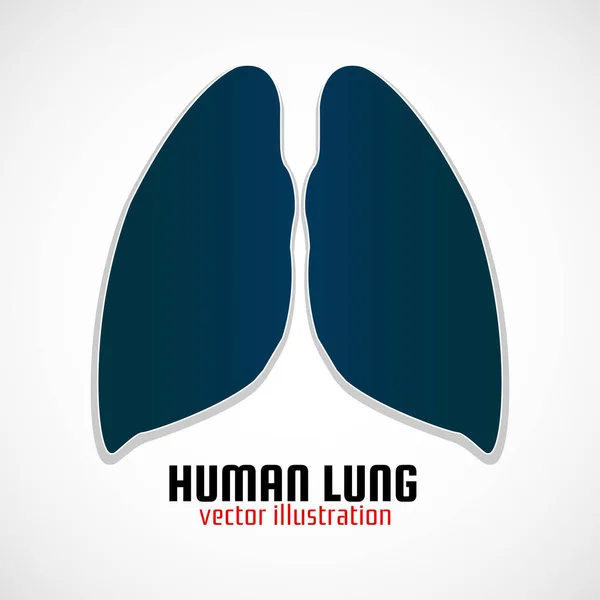 白い背景に影を持つ人間の肺。医療の概念、ロゴ、シンボル、アイコン、ベクトルイラスト — ストックベクタ