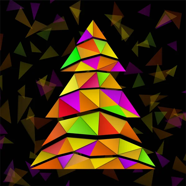 Árbol de Navidad abstracto con triángulos coloridos. Vector — Vector de stock