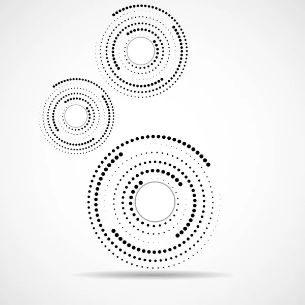 Abstract gestippelde cirkels, logo binnenin met schaduw. Stippen in cirkelvorm. Halftone effect, design element. Vector — Stockvector