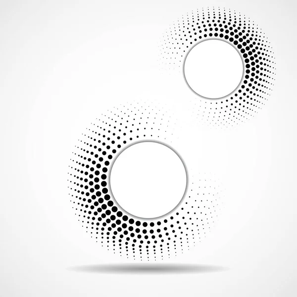 Abstrakte gepunktete Kreise, Logo innen mit Schatten. Punkte in Kreisform. Halbtoneffekt, Gestaltungselement. Vektor — Stockvektor