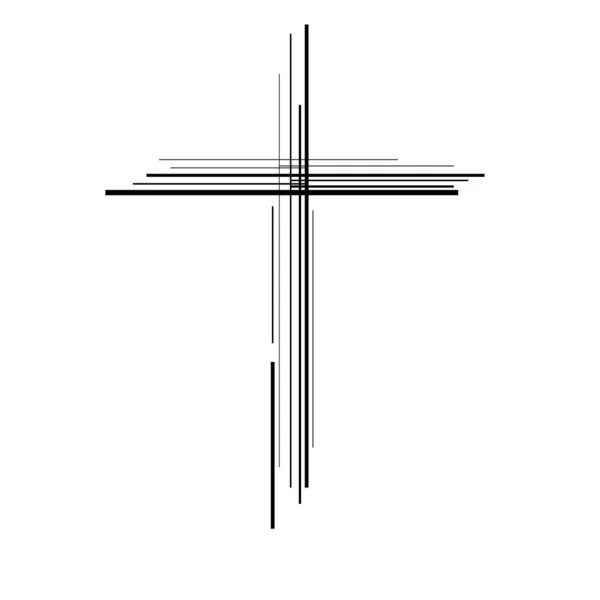 Soyut haç. Hıristiyan Sembolü. Çizgi işareti. Vektör — Stok Vektör