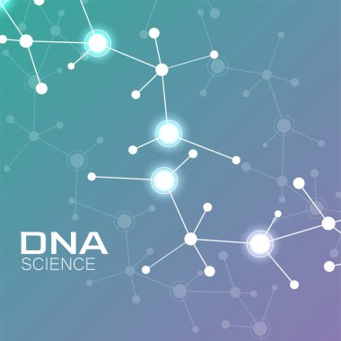 Moleküllerin soyut arkaplanı, bağlı yapı. DNA, atom, nöronlar. Tasarımınız için bilimsel bir kavram. Vektör illüstrasyonu