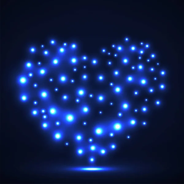 Cœur abstrait de particules lumineuses. Coeur néon. Illustration vectorielle isolée — Image vectorielle