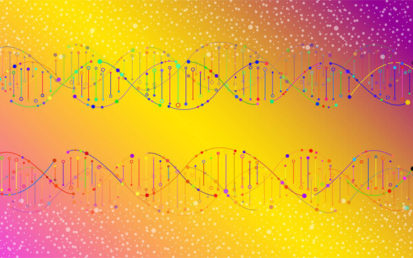 Абстрактная красочная спираль ДНК, молекулярного фона и научной концепции